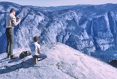 Steve Henderson, David Henderson viewing Yosemite Falls from Taft Point - Yosemite National Park 01 Jun 1968