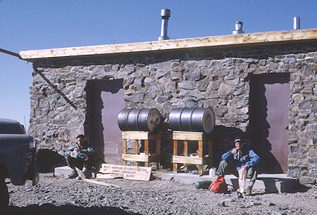 Lunch at the hut on the summit of White Mountain Peak - White Mountains - Sep 1968