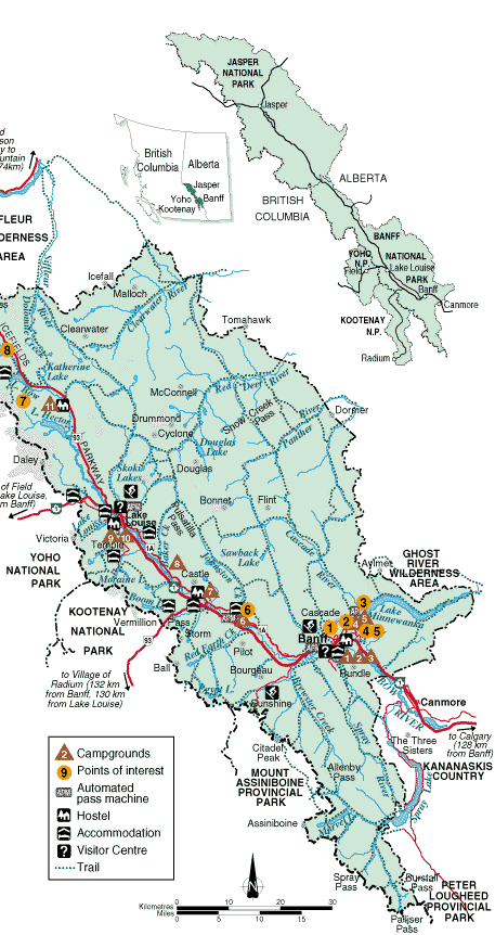 Banff National Park and vicinity map