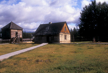 Men's House (1884) right and Fish Cache (1889) left, Fort St. James National Historic Site, British Columbia