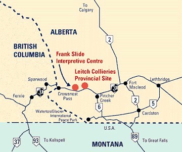 Crowsnest Pass Map - Province of Alberta drawing