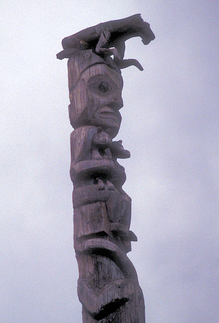 Totem pole at Gitwangak (Kitwanga), British Columbia