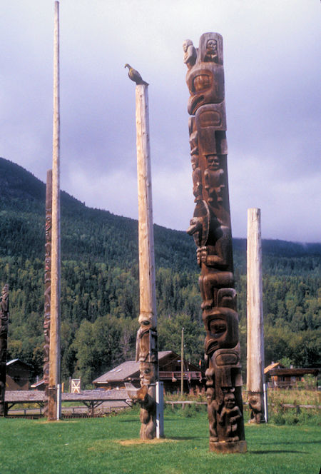 Totem Poles at Kispiox Village, British Columbia