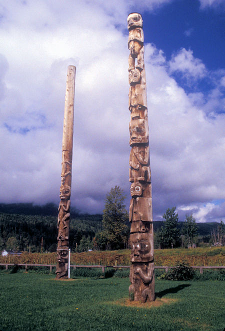 Totem Poles at Kispiox Village, British Columbia