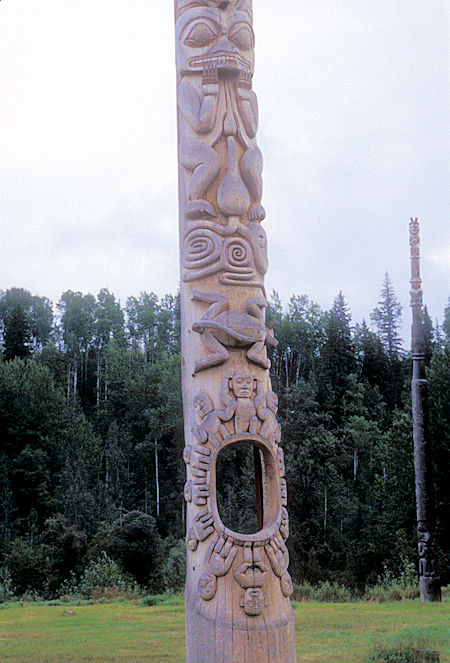 Original 'Hole in the Ice' Totem Pole erected circa 1840 at Kitwancool, British Columbia
