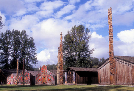 Totem poles at Ksan Historical Village near New Hazelton, British Columbia