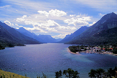 Waterton Town & Lake from Prince of Wales Hotel, Waterton Lakes National Park, Canada