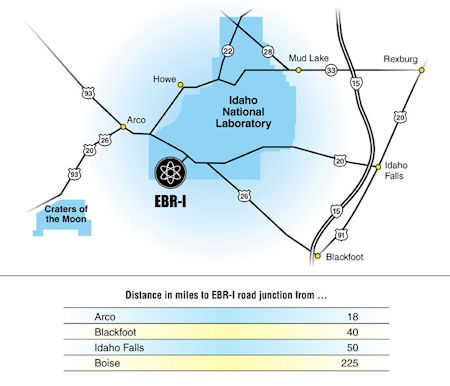 Experimental Breeder Reactor 1 location map