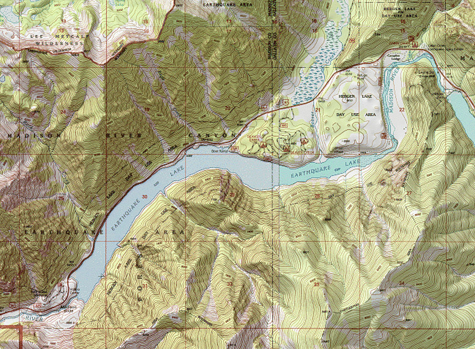 Earthquake Lake topo map