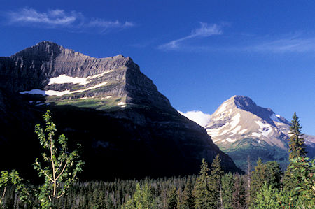 Mt. Logan on the right from Going To The Sun Road east of Logan Pass