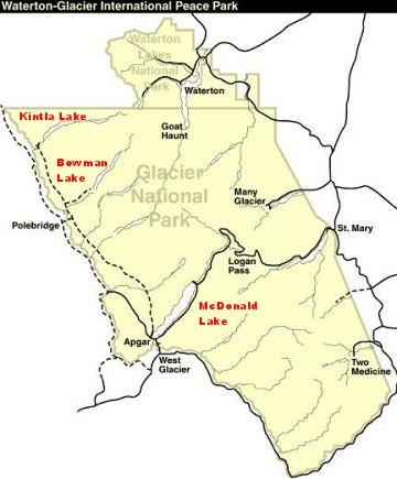 Glacier National Park Map - modified NPS drawing