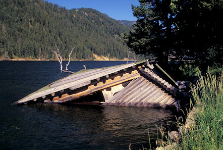Cabins collapsed into Hebgen Lake during the quake