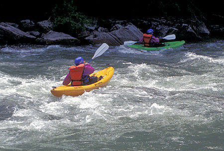 Kayakers on Gallatin River near Bozeman, Montana
