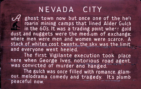 Nevada City Montana sign
