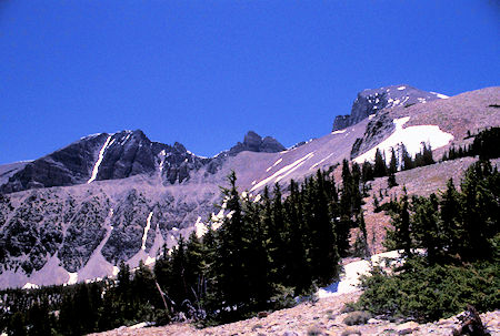 Wheeler Peak (right) and Jeff Davis Peak (left) from summit trail - Great Basin National Park