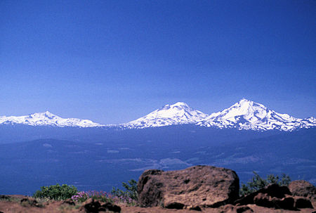 BrokenTop Mountain and Three Sisters from Black Butte Lookout near Sisters, Oregon