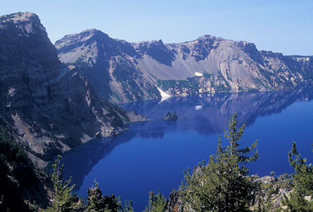 Garfield Peak (right), 'Phantom Ship' in Crater Lake, Crater Lake National Park, Oregon 1998