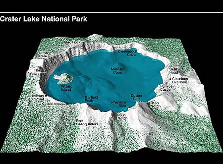 Crater Lake 3D Map - NPS drawing