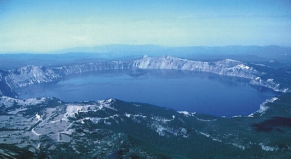 After the collapse of the summit of the volcano, the caldera filled with water to form Crater Lake (Photo by Willie Scott, USGS)