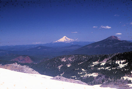 Mt. Hood from Jefferson Park ridge north side of  Mt. Jefferson Wilderness, Oregon