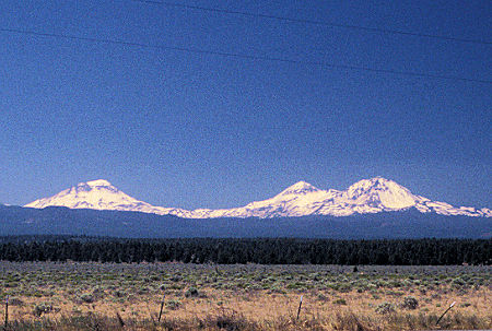 BrokenTop Mountain and Three Sisters from Highway 20 near Sisters, Oregon