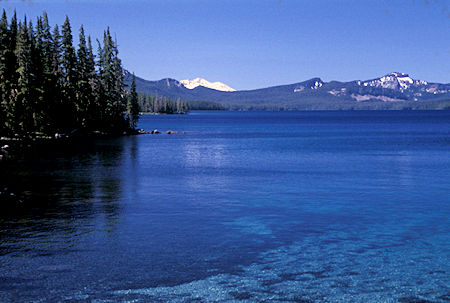 Waldo Lake - Oregon's second largest (9.8 square miles), Diamond Peak on skyline, Waldo Lake Recreation Area, Oregon