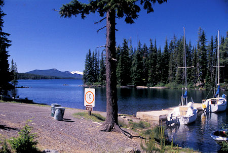 Waldo Lake - Oregon's second largest (9.8 square miles), Diamond Peak on skyline, Waldo Lake Recreation Area, Oregon