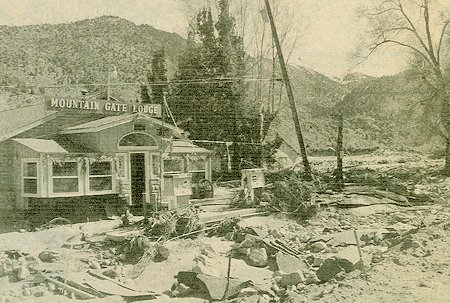 The Mountain Gate Lodge is devastated by January 1997 floodwaters