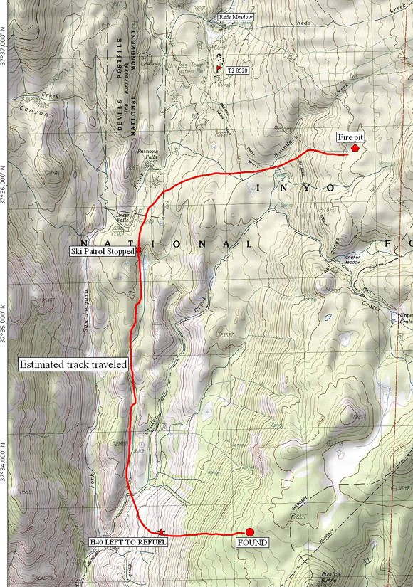 Eric Lemarque apparent route of travel - Bill Greene Map