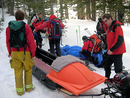 Preparing sled to receive Perrault