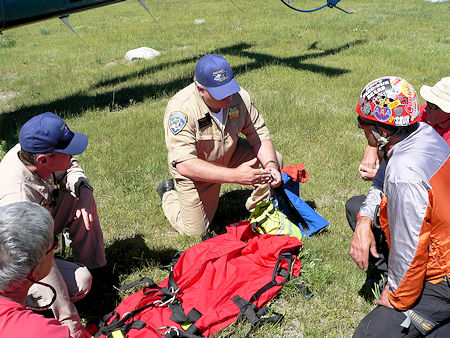 Reviewing the equipment for the rescue with CHP pilots