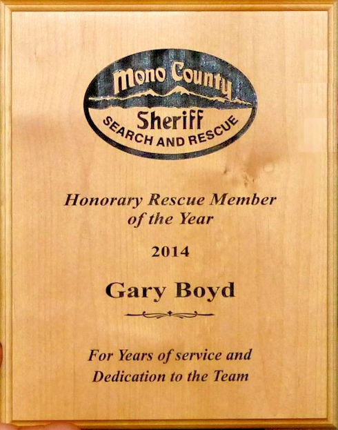 Gary Boyd - Honarary Rescue Member of the Year 2014
