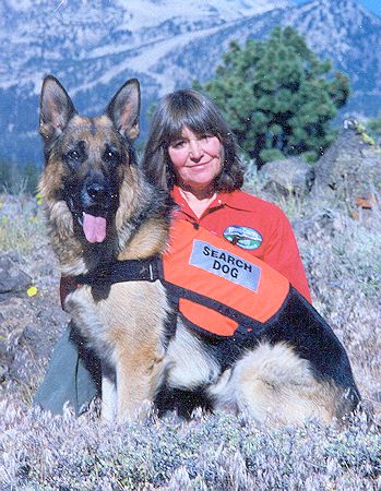 Sallee Burns with her search dog Trapper