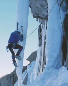 Pete Schoerner ice climbing on The Fang, LVC - Andy Selters Photo