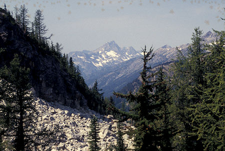 View west into North Cascades National Park from Twisp Pass ridge, Lake Chelane-Sawtooth Wilderness west of Twisp, Washington