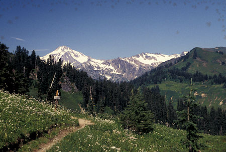 Glacier Peak from Pacific Crest Trail, Cady Ridge trail junction, Henry M. Jackson Wilderness, Washington