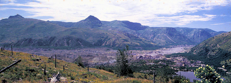 River valley down which Mount St. Helens eruption flowed, Coldwater Visitor Center, Mount St. Helens National Volcanic Monument, Washington