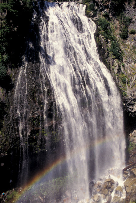 Narada Falls 168' with rainbow, Mt. Rainier National Park