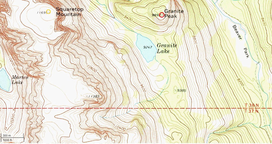 Squaretop Mountain topo map