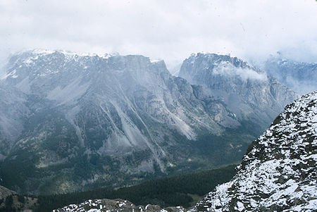 Looking north over Beaver Park from route on Squaretop Mountain - Wind River Range 1977