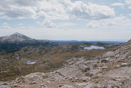 View of lakes from the trail - Wind River Range 1977