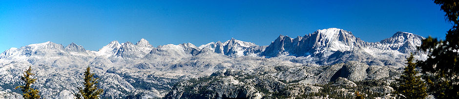 From Photographers Point: Mount Woodrow Wilson, Fremont Peak, Jackson Peak - Wind River Range 1977