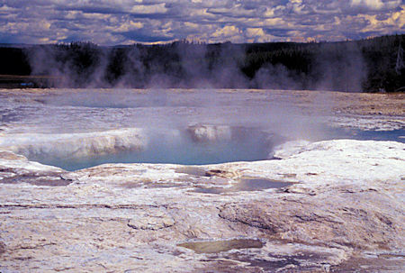 Fountain Geyser 'crater' in front, Morning Geyser in back, Lower Geyser Basin, no action from either