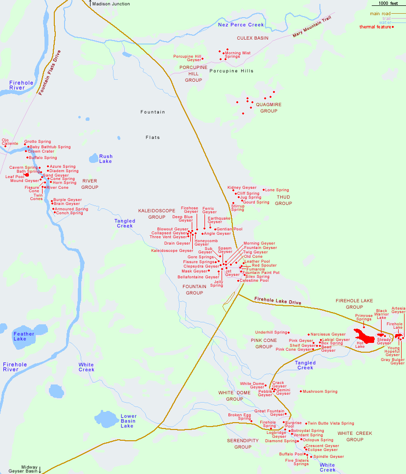 Lower Geyser Basin map