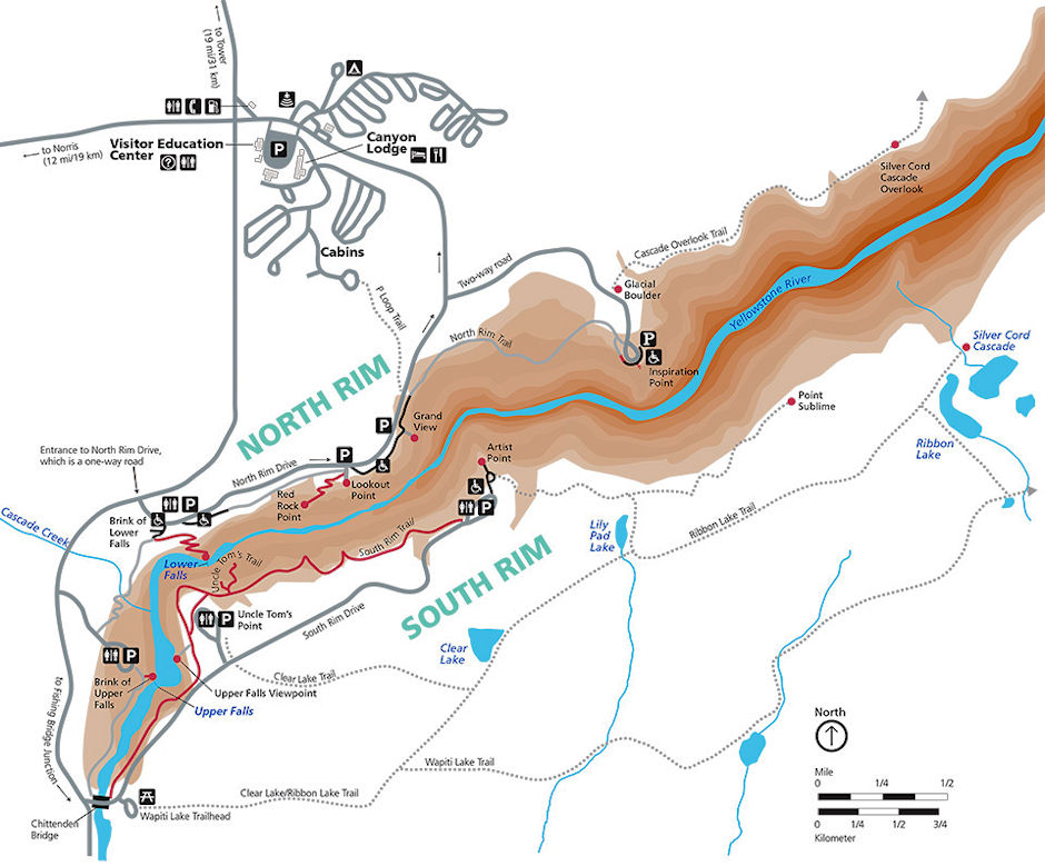 Yellowstone Canyon area map